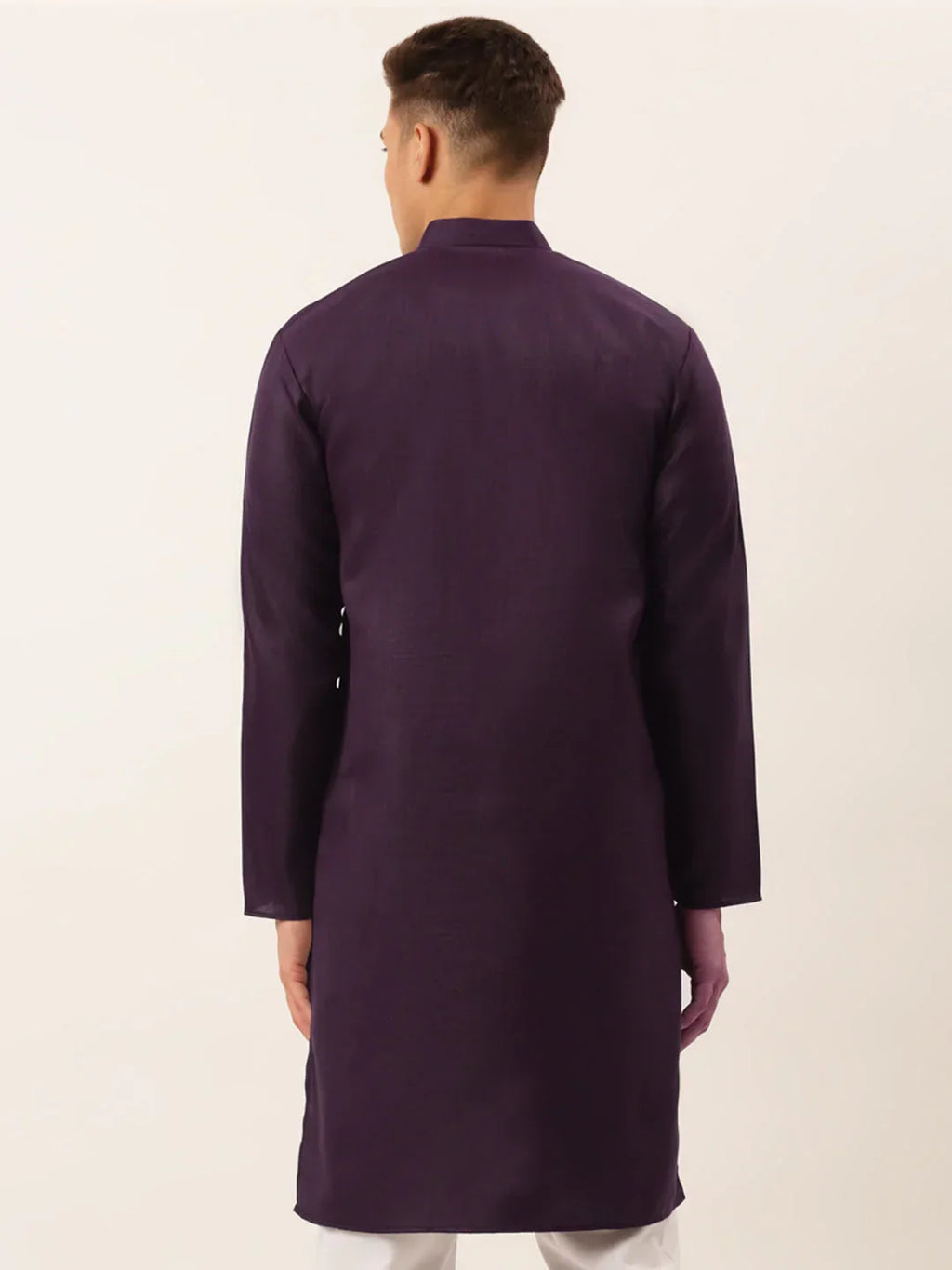 Jompers Men's Cotton Embroidered Kurta - Purple | Grocsy