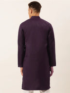 Jompers Men's Cotton Embroidered Kurta - Purple | Grocsy