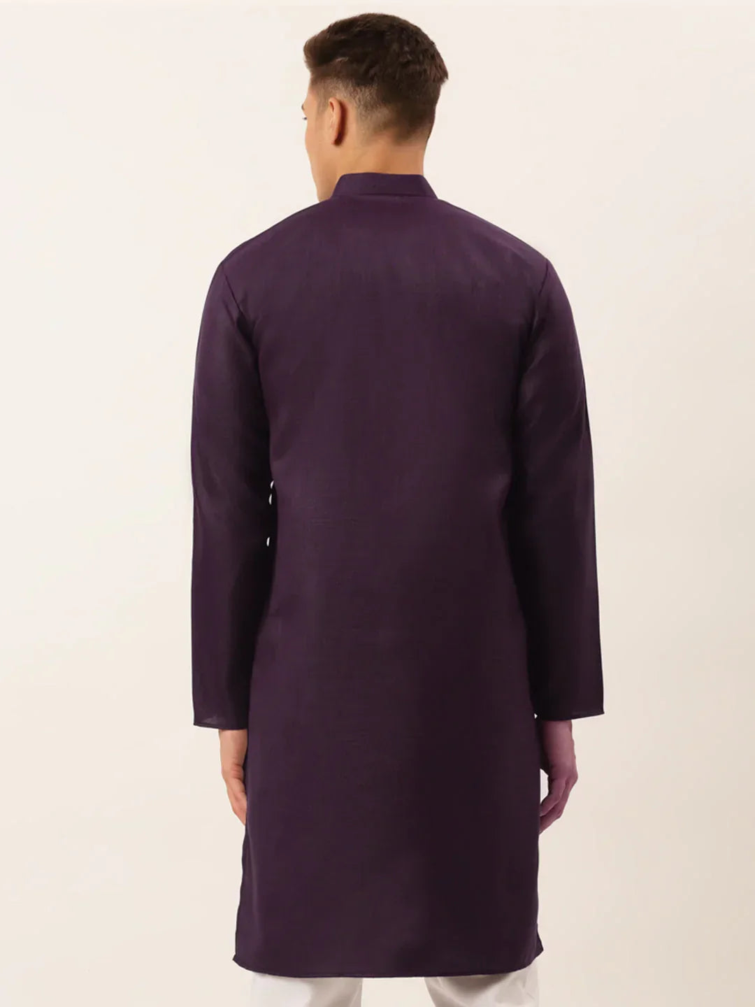 Jompers Men's Cotton Embroidered Kurta - Purple | Grocsy