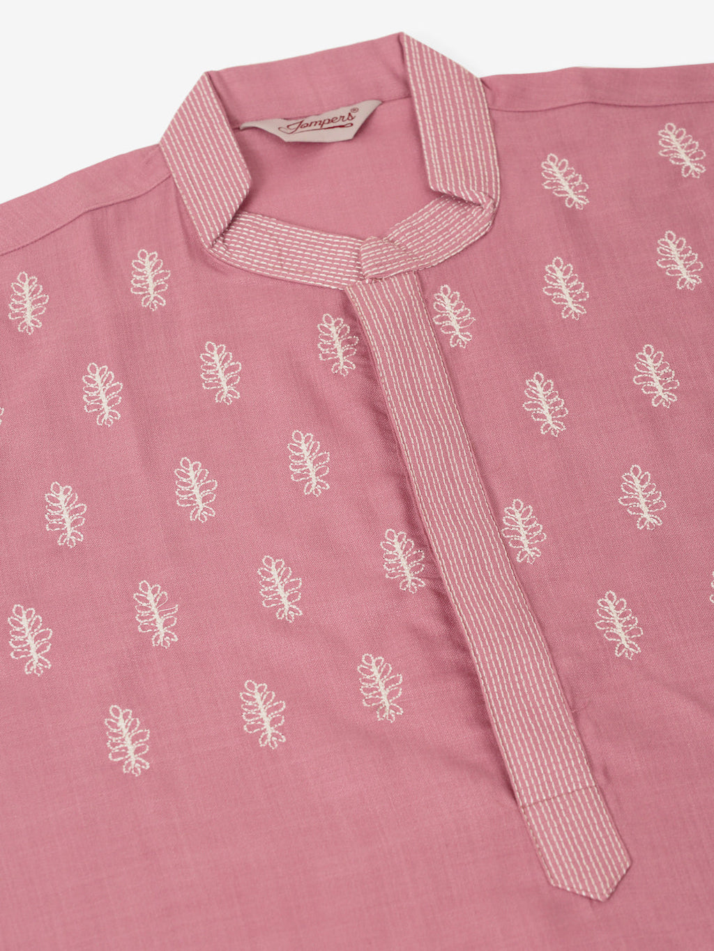 Jompers Men's Magenta Pink Embroidered Kurta | Grocsy