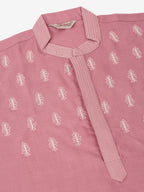 Jompers Men's Magenta Pink Embroidered Kurta | Grocsy