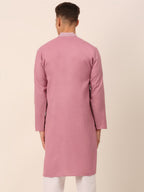 Jompers Men's Magenta Pink Embroidered Kurta | Grocsy