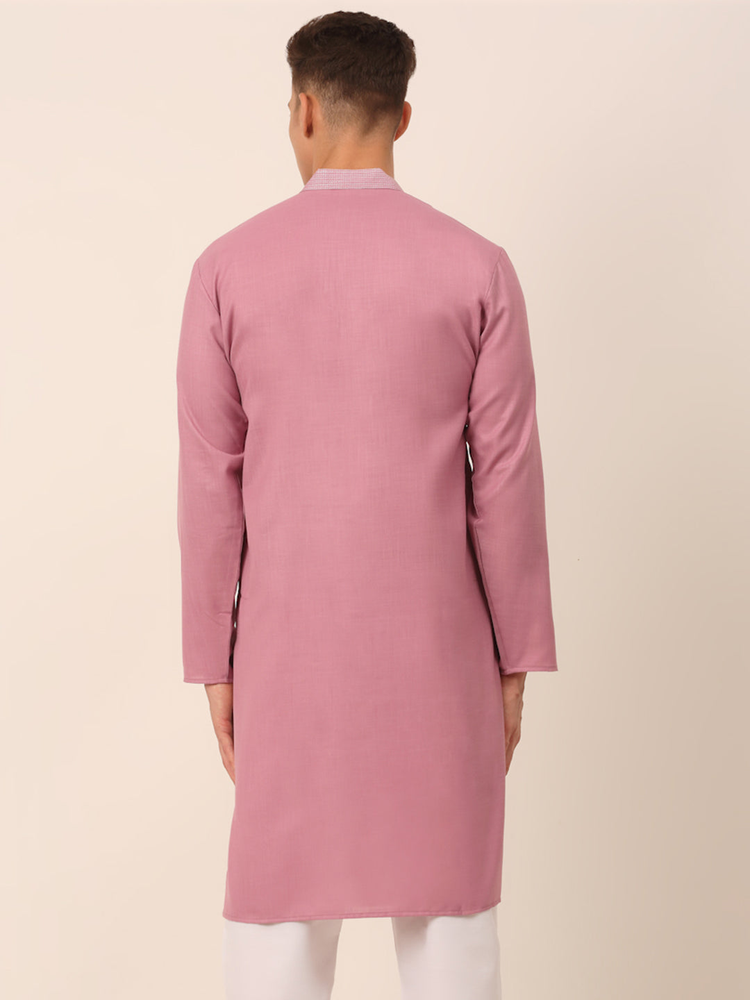 Jompers Men's Magenta Pink Embroidered Kurta | Grocsy
