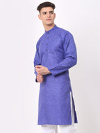 Jompers Men's Cotton Solid Kurta - Blue | Grocsy