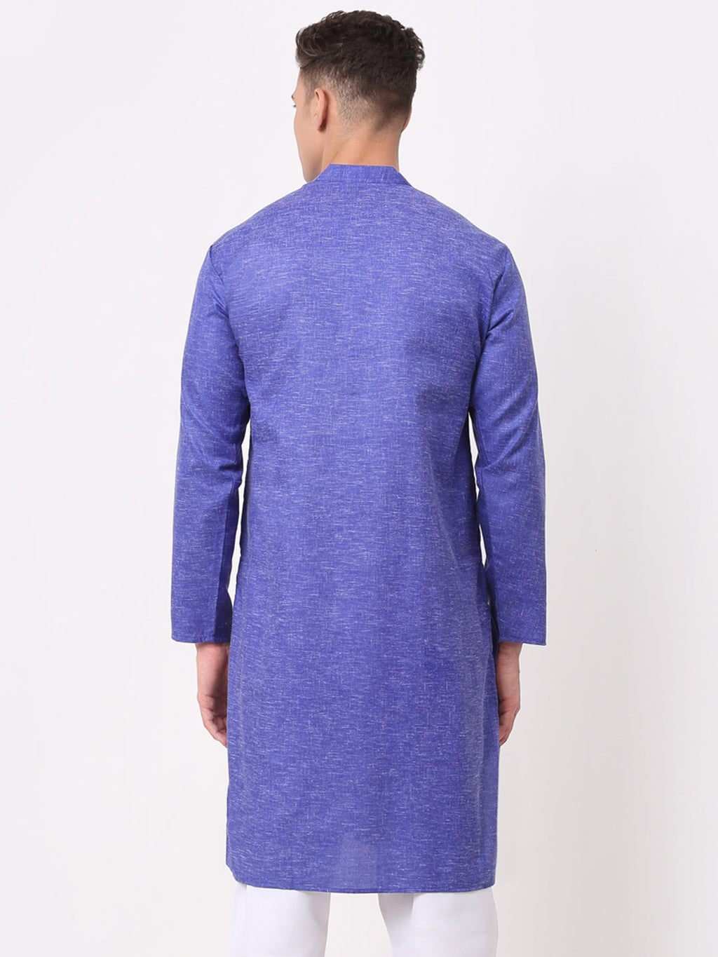 Jompers Men's Cotton Solid Kurta - Blue | Grocsy