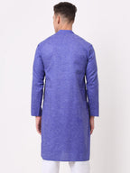 Jompers Men's Cotton Solid Kurta - Blue | Grocsy