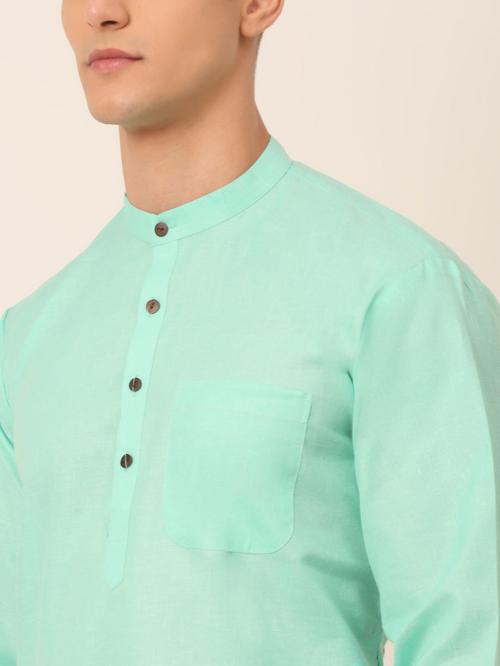 Jompers Men's Cotton Solid Kurta - Green | Grocsy