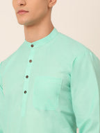 Jompers Men's Cotton Solid Kurta - Green | Grocsy