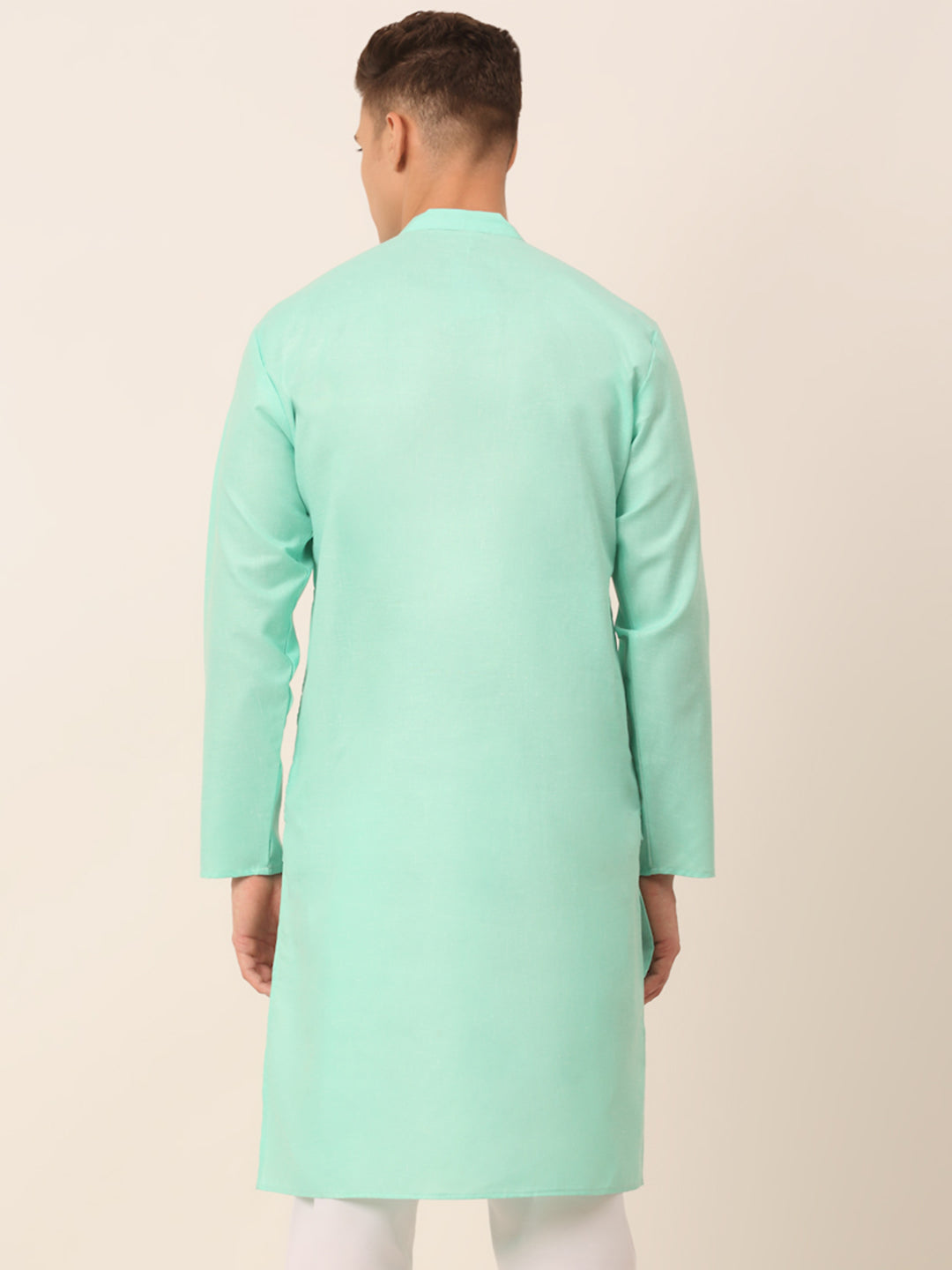 Jompers Men's Cotton Solid Kurta - Green | Grocsy