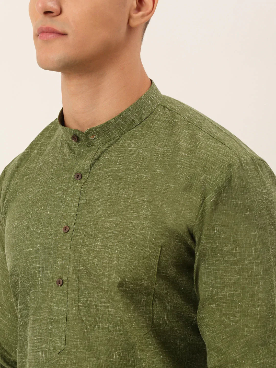 Jompers Men's Cotton Solid Kurta - Olive | Grocsy