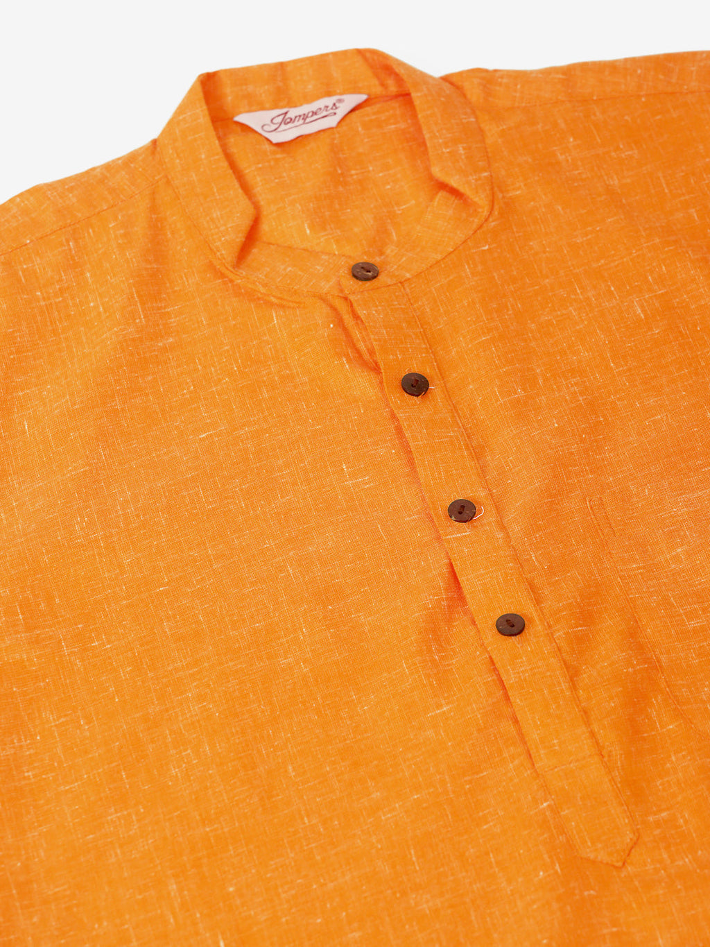 Jompers Men's Cotton Solid Kurta - Orange | Grocsy