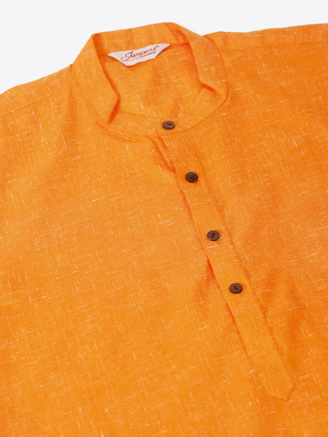 Jompers Men's Cotton Solid Kurta - Orange | Grocsy