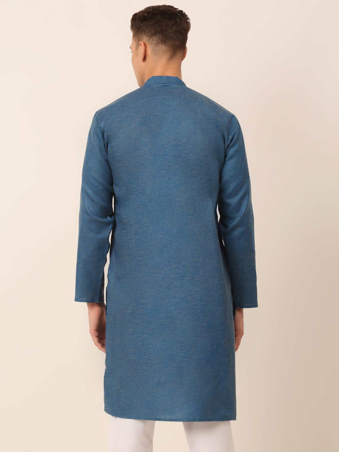 Jompers Men's Cotton Solid Kurta - Peacock | Grocsy