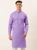 Jompers Men's Cotton Solid Kurta - Purple | Grocsy