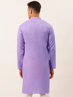 Jompers Men's Cotton Solid Kurta - Purple | Grocsy