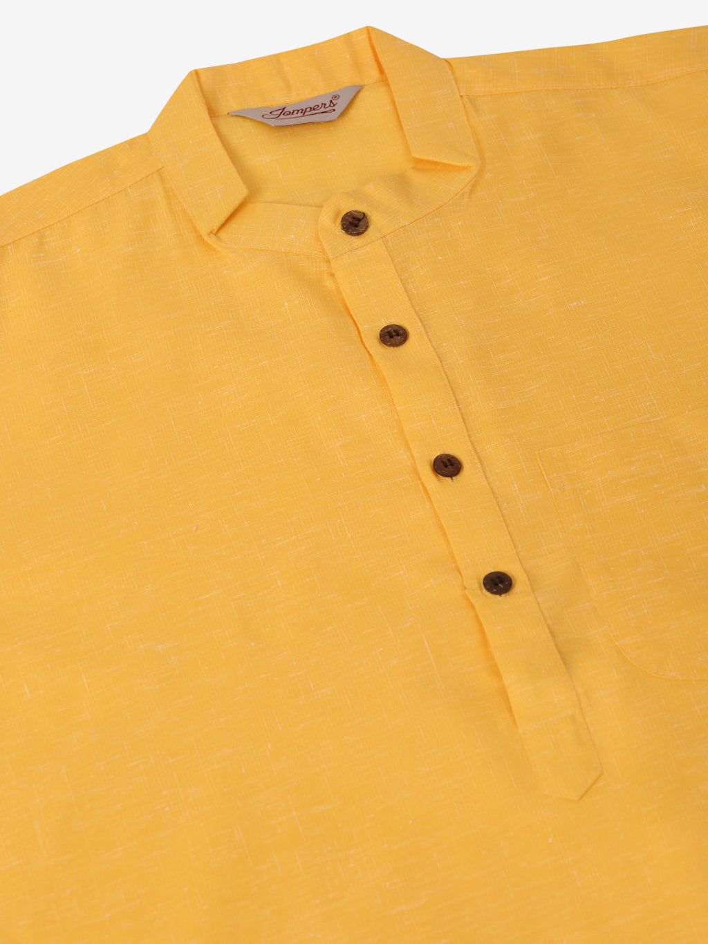 Jompers Men's Cotton Solid Kurta - Yellow | Grocsy