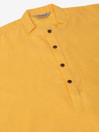 Jompers Men's Cotton Solid Kurta - Yellow | Grocsy