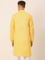 Jompers Men's Cotton Solid Kurta - Yellow | Grocsy