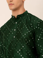 Jompers Men's Green Mirror Work Kurta Only | Grocsy