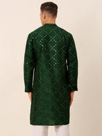 Jompers Men's Green Mirror Work Kurta Only | Grocsy