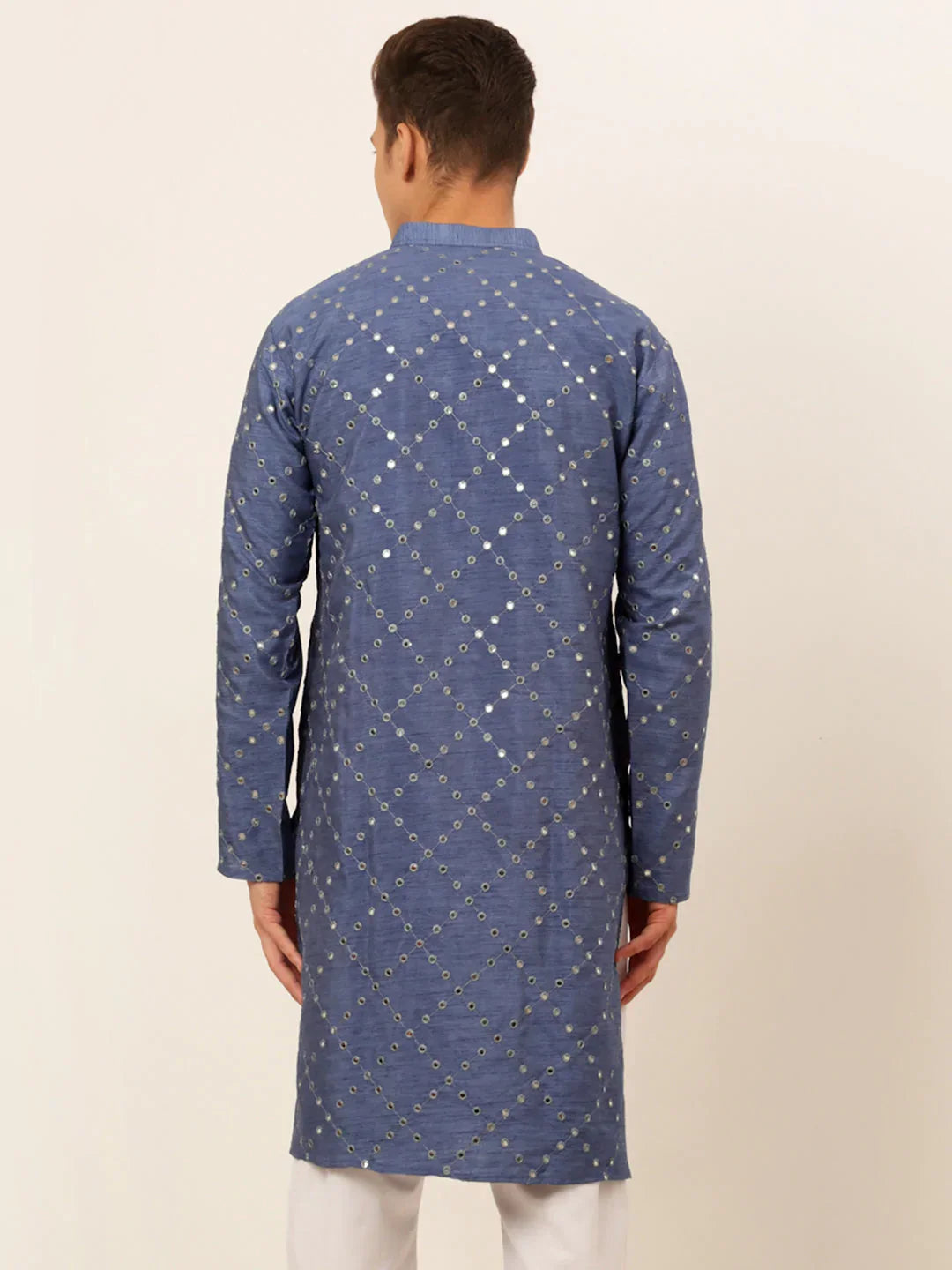 Jompers Men's Grey Mirror Work Kurta Only | Grocsy