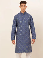 Jompers Men's Grey Mirror Work Kurta Only | Grocsy