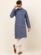 Jompers Men's Grey Mirror Work Kurta Only | Grocsy