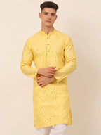 Jompers Men's Lemon Mirror Work Kurta Only | Grocsy
