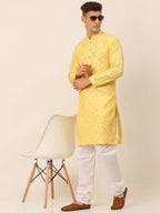 Jompers Men's Lemon Mirror Work Kurta Only | Grocsy