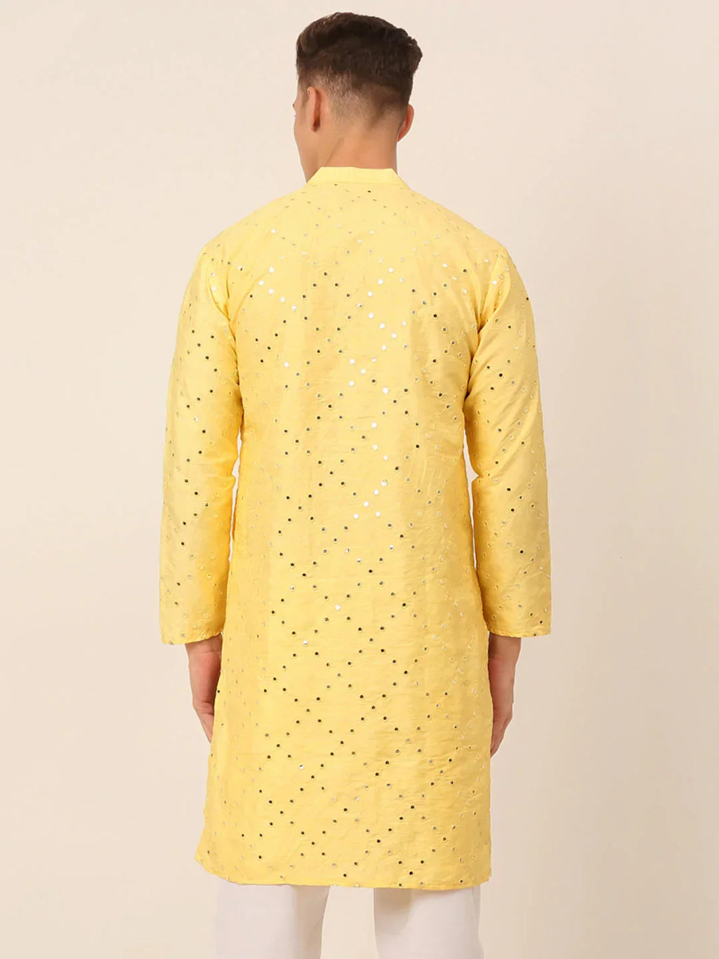 Jompers Men's Lemon Mirror Work Kurta Only | Grocsy