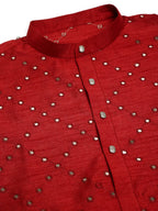 Jompers Men's Maroon Mirror Work Kurta Only | Grocsy
