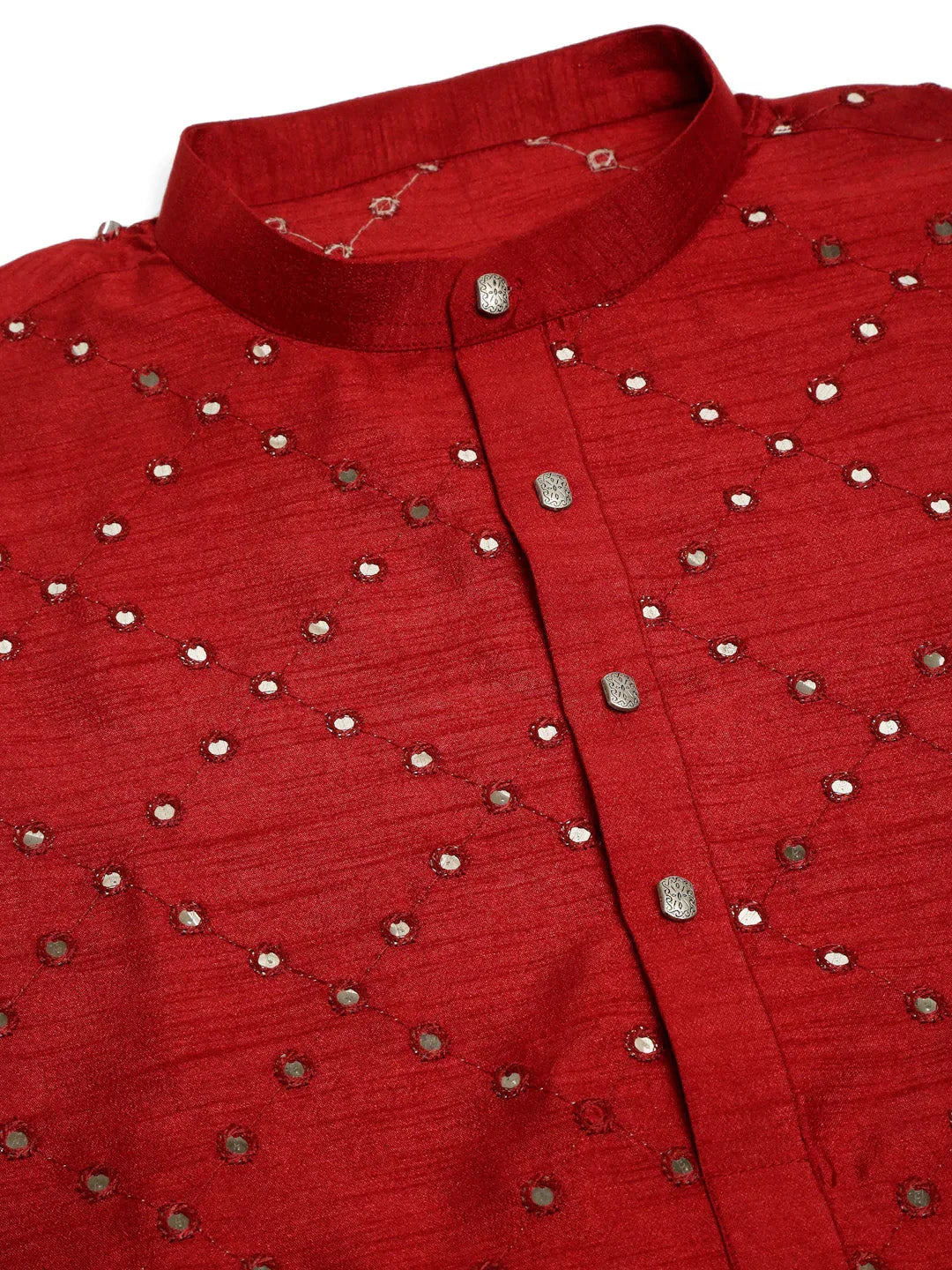 Jompers Men's Maroon Mirror Work Kurta Only | Grocsy