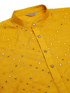 Jompers Men's Dupion Silk Embroidered Kurta - Mustard | Grocsy