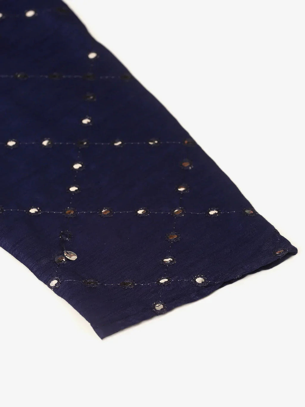 Jompers Men's Navy Blue Mirror Work Kurta Only | Grocsy