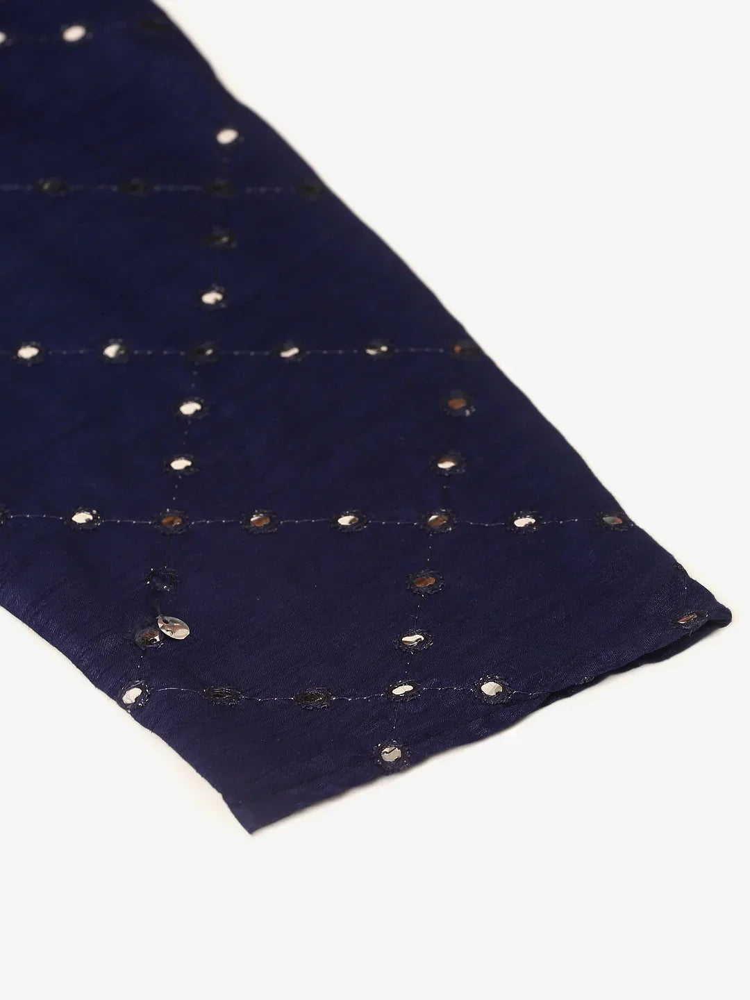Jompers Men's Navy Blue Mirror Work Kurta Only | Grocsy