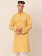 Jompers Men's Pure Cottom Embroidered Kurta Only - Beige | Grocsy