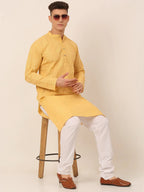 Jompers Men's Pure Cottom Embroidered Kurta Only - Beige | Grocsy