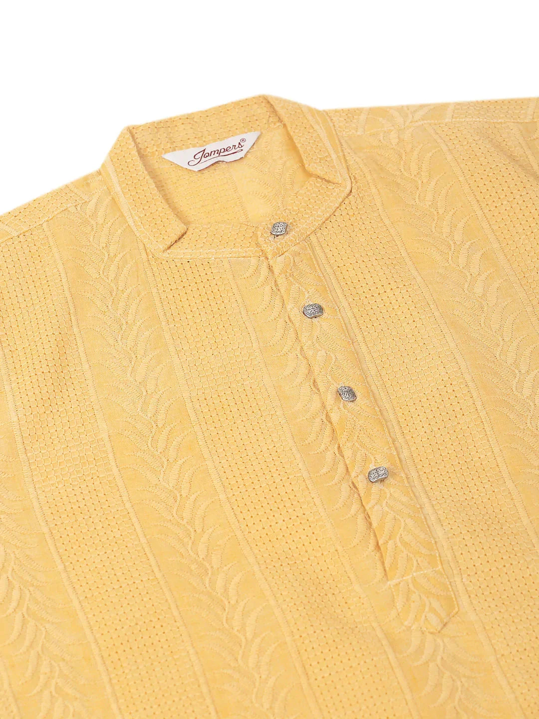 Jompers Men's Pure Cottom Embroidered Kurta Only - Beige | Grocsy