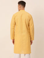 Jompers Men's Pure Cottom Embroidered Kurta Only - Beige | Grocsy
