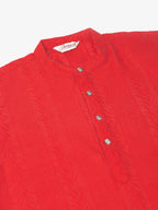 Jompers Men's Pure Cottom Embroidered Kurta Only - Red | Grocsy