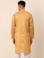 Jompers Men's Silk Blend Sequence Embroidered Kurta Only - Beige | Grocsy