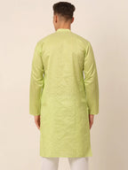 Jompers Men's Silk Blend Sequence Embroidered Kurta Only - Green | Grocsy