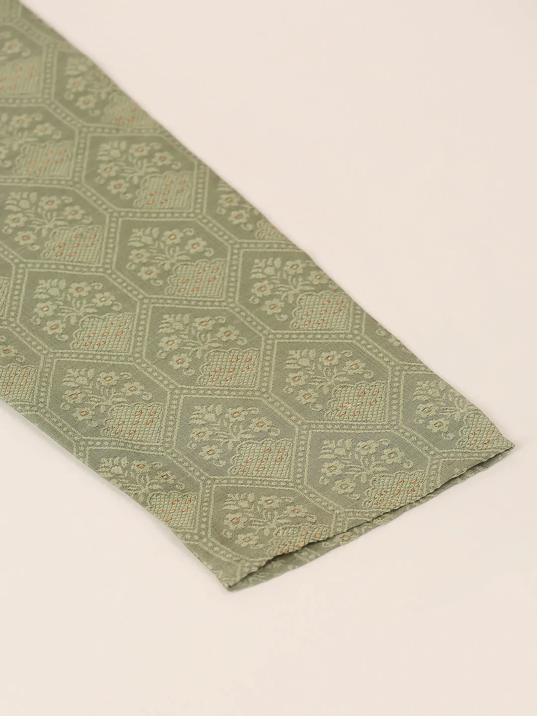 Jompers Men's Silk Blend Collar Embroidered Kurta only - Pista | Grocsy