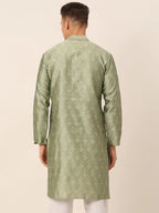 Jompers Men's Silk Blend Collar Embroidered Kurta only - Pista | Grocsy