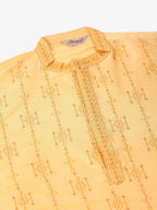 Jompers Men's Silk Blend Collar Embroidered Kurta Only - Golden | Grocsy