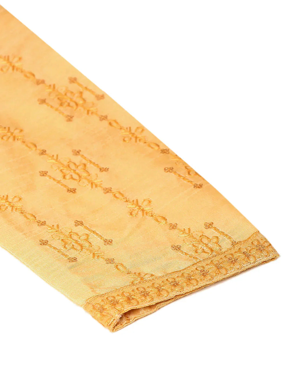 Jompers Men's Silk Blend Collar Embroidered Kurta Only - Golden | Grocsy