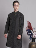 Jompers Men's Black Embroidered Design Kurta | Grocsy