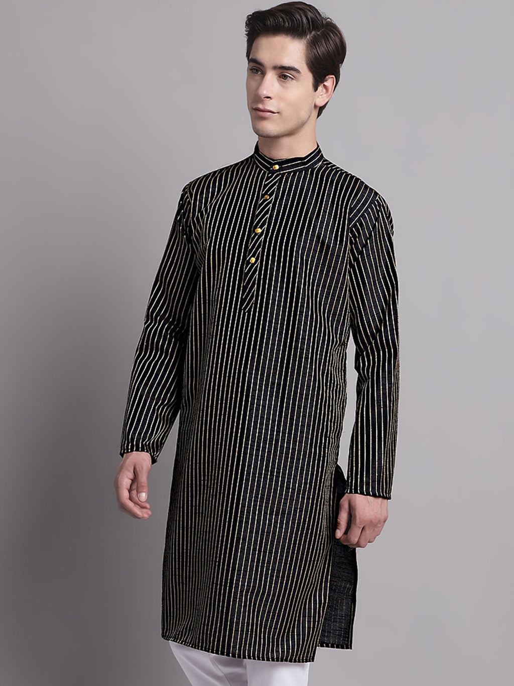 Jompers Men's Black Embroidered Design Kurta | Grocsy