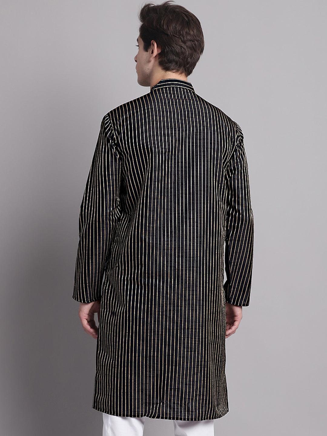 Jompers Men's Black Embroidered Design Kurta | Grocsy