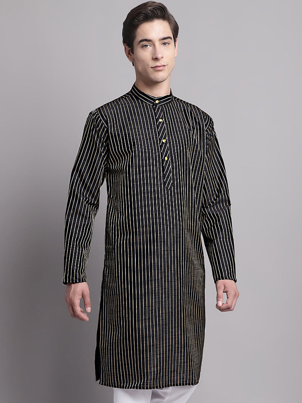 Jompers Men's Black Embroidered Design Kurta | Grocsy